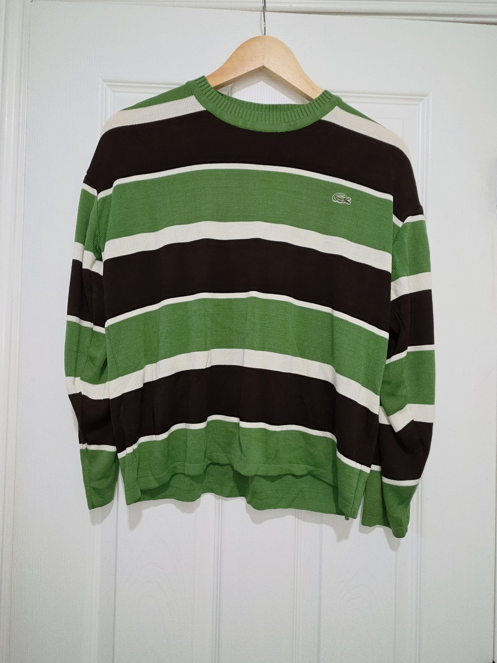 Lacoste Green Striped Crewneck Sweater
